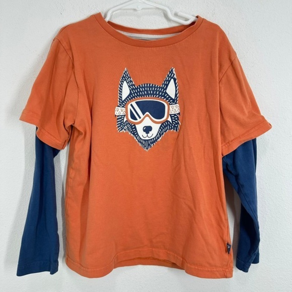 Kite Orange Blue Long Sleeve T-Shirt Skiing Fox Wolf Graphic Kids 9 Years School